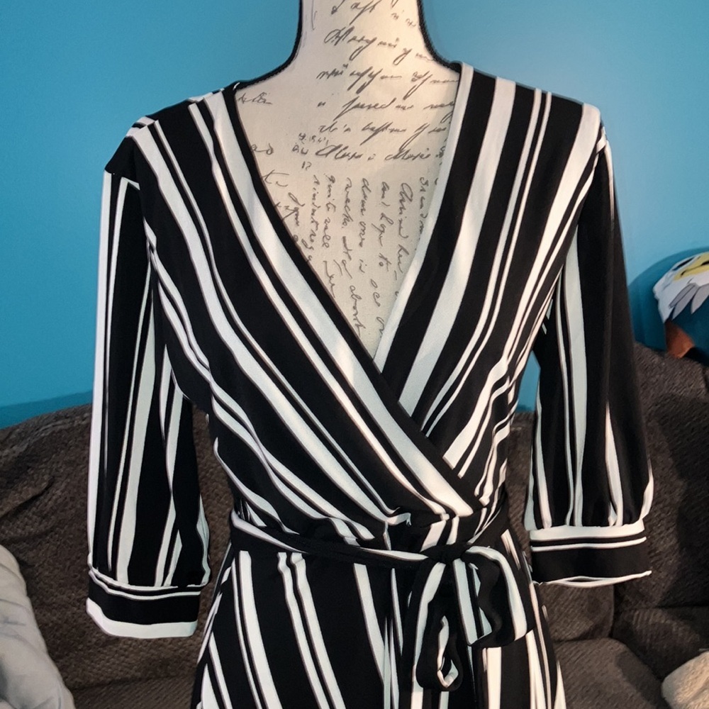 NWT H&M Striped Wrap Dress, Small - Picture 2 of 7